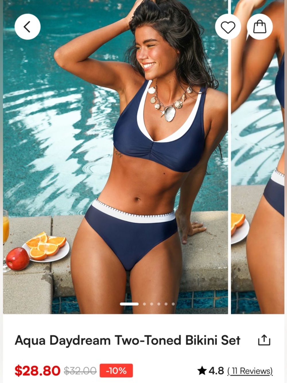 NWT Cupshe Navy and White Bikini Set - Women Swim